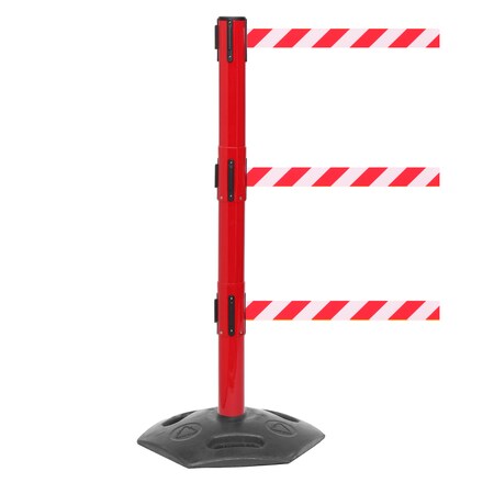 Queue Solutions WeatherMaster Triple 250, Red, 13' Red/White NO ENTRY Belt WMRTriple250R-RWN130